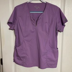 Purple Zipper Scrub Top